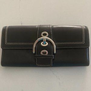 Coach 'MIA' Soft Leather Wallet - Black & Silver Hardware